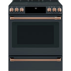 30" Slide-In Radiant Range with No-Preheat Air Fry in Matte Black with Brushed Copper hardware