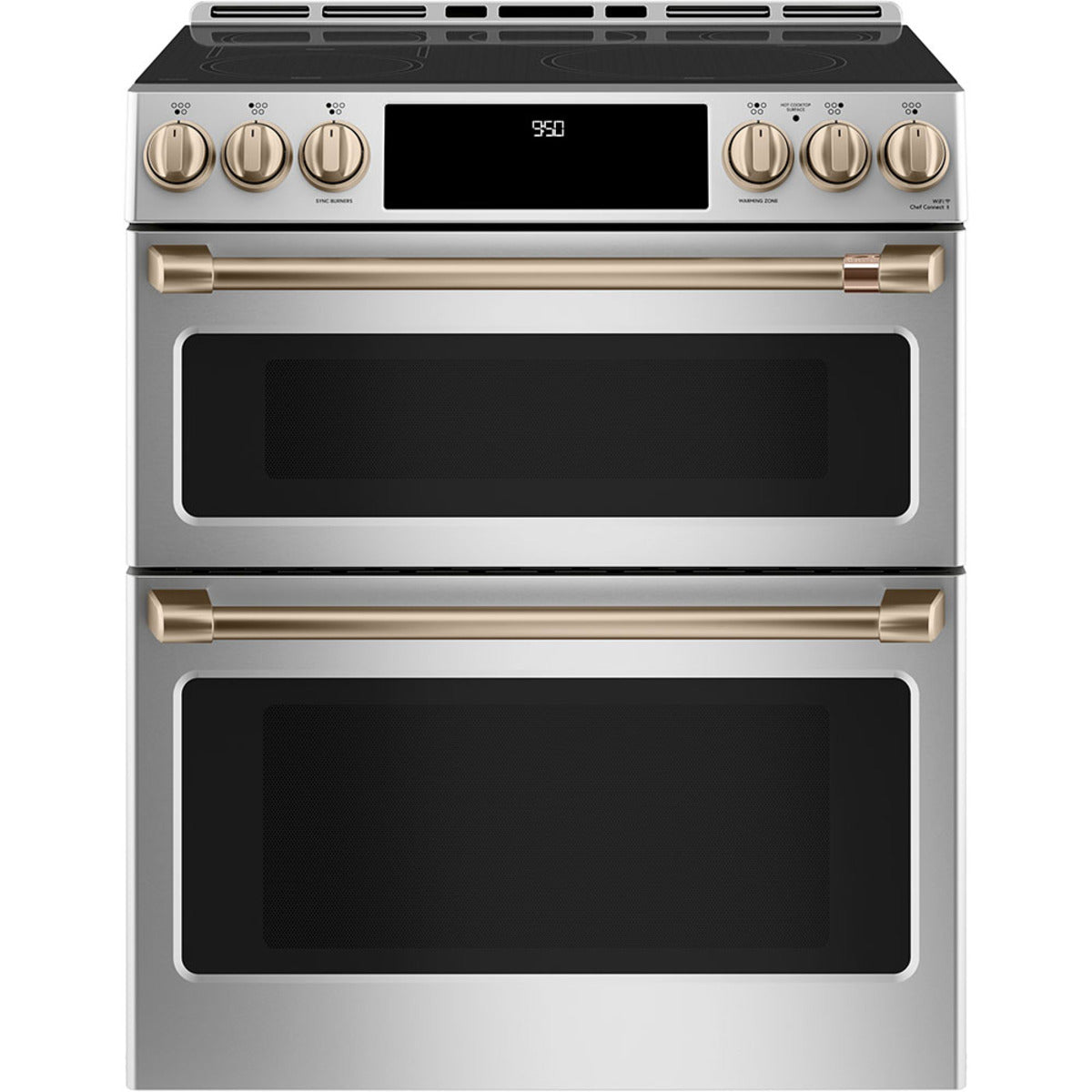 30" Induction Range with Double Oven and No-Preheat Air Fry in Stainless Steel with Brushed Bronze hardware