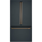 23.1 Cu. Ft. Counter-Depth French-Door Refrigerator in Matte Black with Brushed Bronze hardware