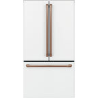 23.1 Cu. Ft. Counter-Depth French-Door Refrigerator in Matte White with Brushed Copper hardware