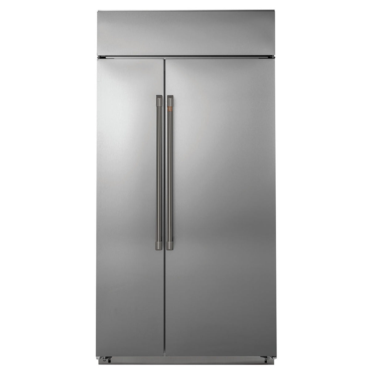 42" Built-In Side-by-Side Refrigerator in Stainless Steel with Brushed Black hardware