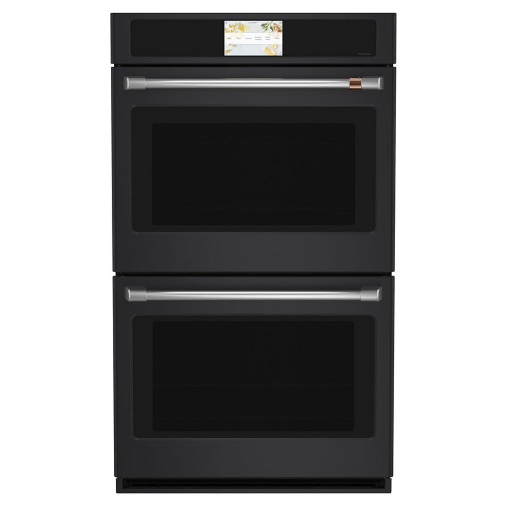 30" Built-In Convection Double Wall Oven in Matte Black with Brushed Stainless hardware