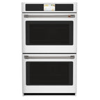30" Built-In Convection Double Wall Oven in Matte White with Brushed Black hardware