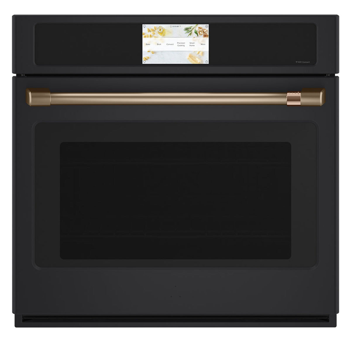 30" Built-In Convection Single Wall Oven with No-Preheat Air Fry in Matte Black with Brushed Bronze hardware