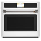 30" Built-In Convection Single Wall Oven with No-Preheat Air Fry in Matte White with Brushed Black hardware