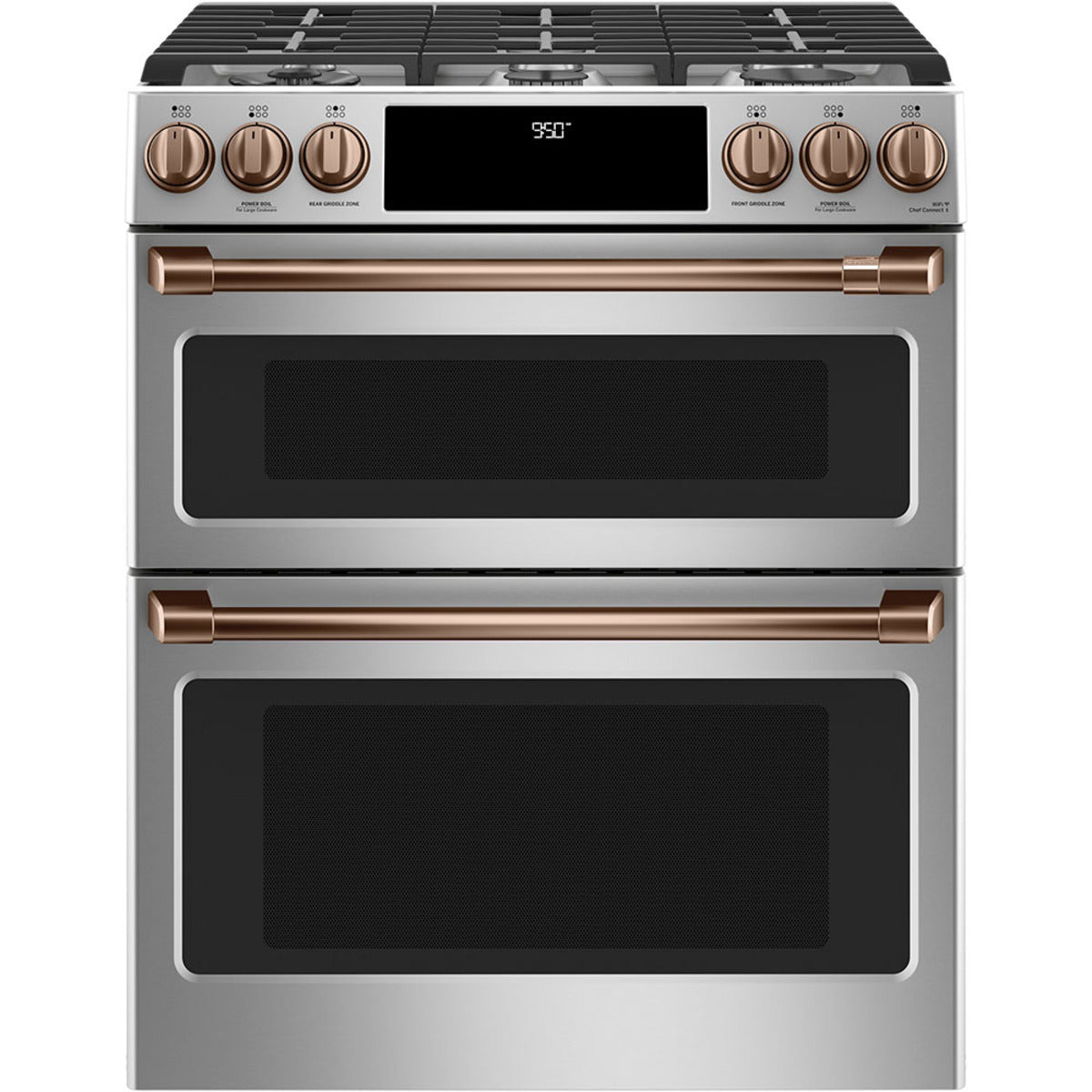 30" Dual-Fuel Range with Double Oven and No-Preheat Air Fry in Stainless Steel with Brushed Copper hardware