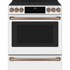 30" Induction Range with Warming Drawer and No-Preheat Air Fry in Matte White with Brushed Copper hardware
