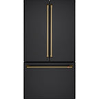 23.1 Cu. Ft. Counter-Depth French-Door Refrigerator in Matte Black with Brushed Brass hardware