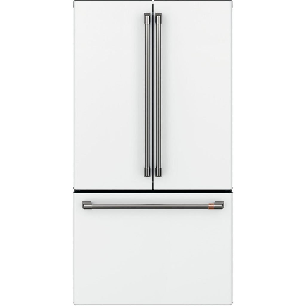 23.1 Cu. Ft. Counter-Depth French-Door Refrigerator in Matte White with Brushed Black hardware