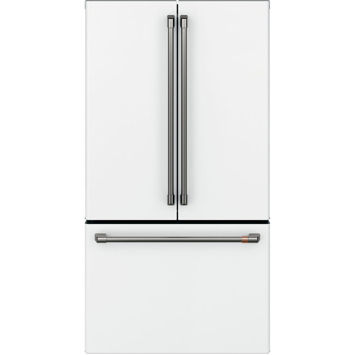 23.1 Cu. Ft. Counter-Depth French-Door Refrigerator in Matte White with Brushed Black hardware