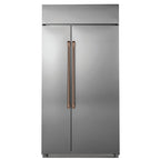 42" Built-In Side-by-Side Refrigerator in Stainless Steel with Brushed Copper hardware