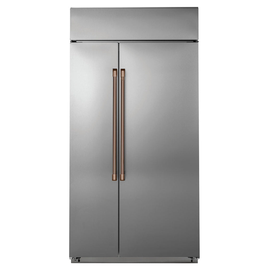 48" Built-In Side-by-Side Refrigerator in Stainless Steel with Brushed Copper hardware