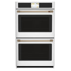 30" Built-In Convection Double Wall Oven in Matte White with Brushed Bronze hardware