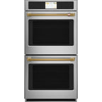 30" Built-In Convection Double Wall Oven in Stainless Steel with Brushed Brass hardware