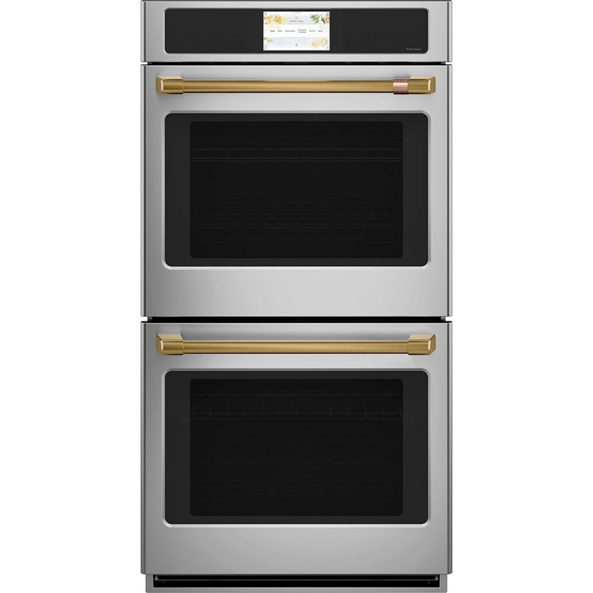 30" Built-In Convection Double Wall Oven in Stainless Steel with Brushed Brass hardware