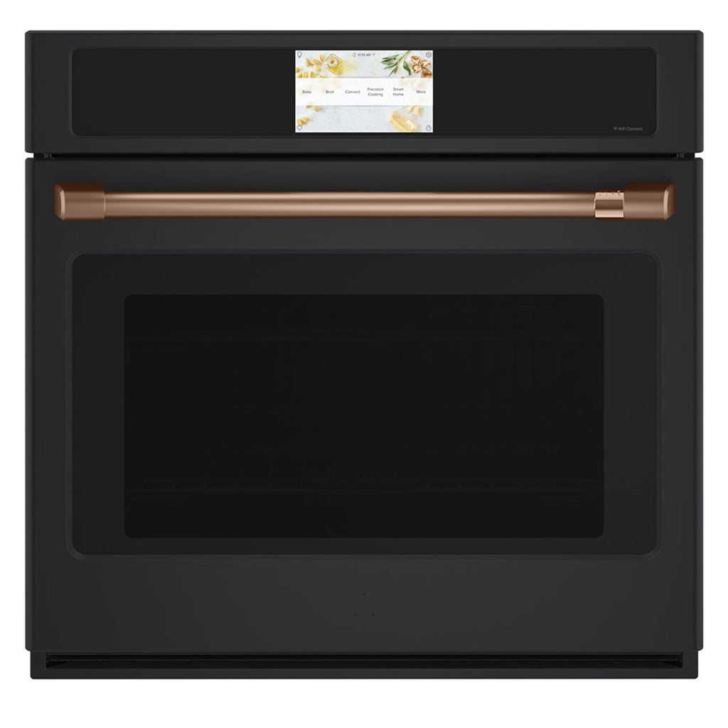 30" Built-In Convection Single Wall Oven with No-Preheat Air Fry in Matte Black with Brushed Copper hardware