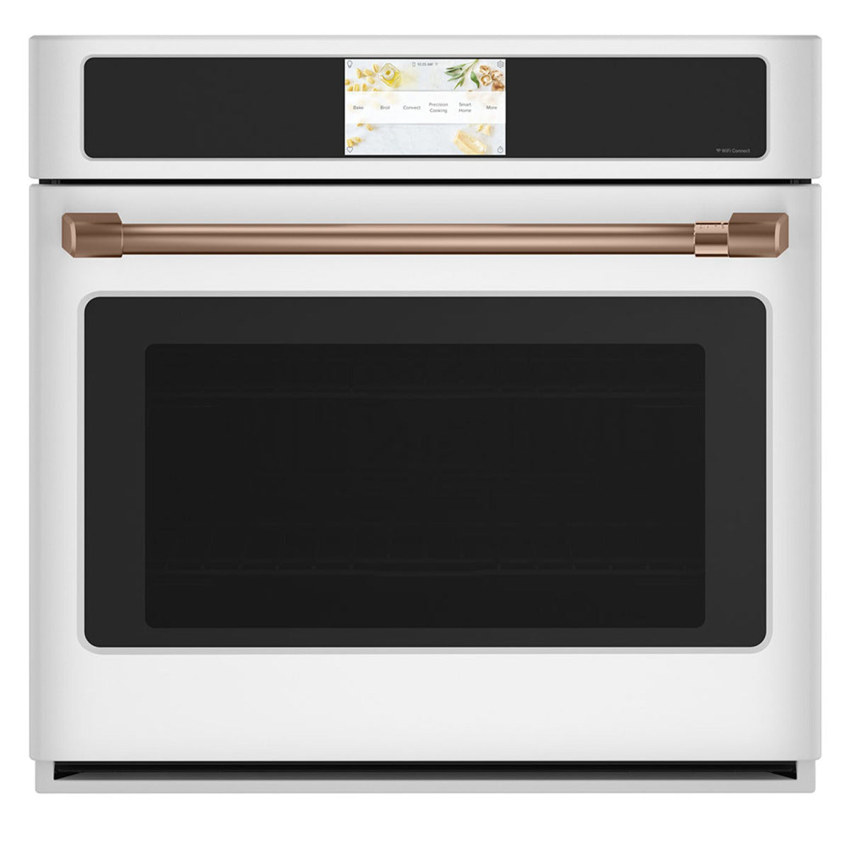 30" Built-In Convection Single Wall Oven with No-Preheat Air Fry in Matte White with Brushed Copper hardware