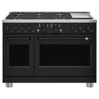 48" Smart Dual-Fuel Commercial-Style Range with No-Preheat Air Fry in Matte Black with Flat Black hardware