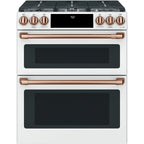 30" Double Oven Gas Range with No-Preheat Air Fry in Matte White with Brushed Copper hardware