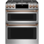 30" Double Oven Gas Range with No-Preheat Air Fry in Stainless Steel with Brushed Copper hardware