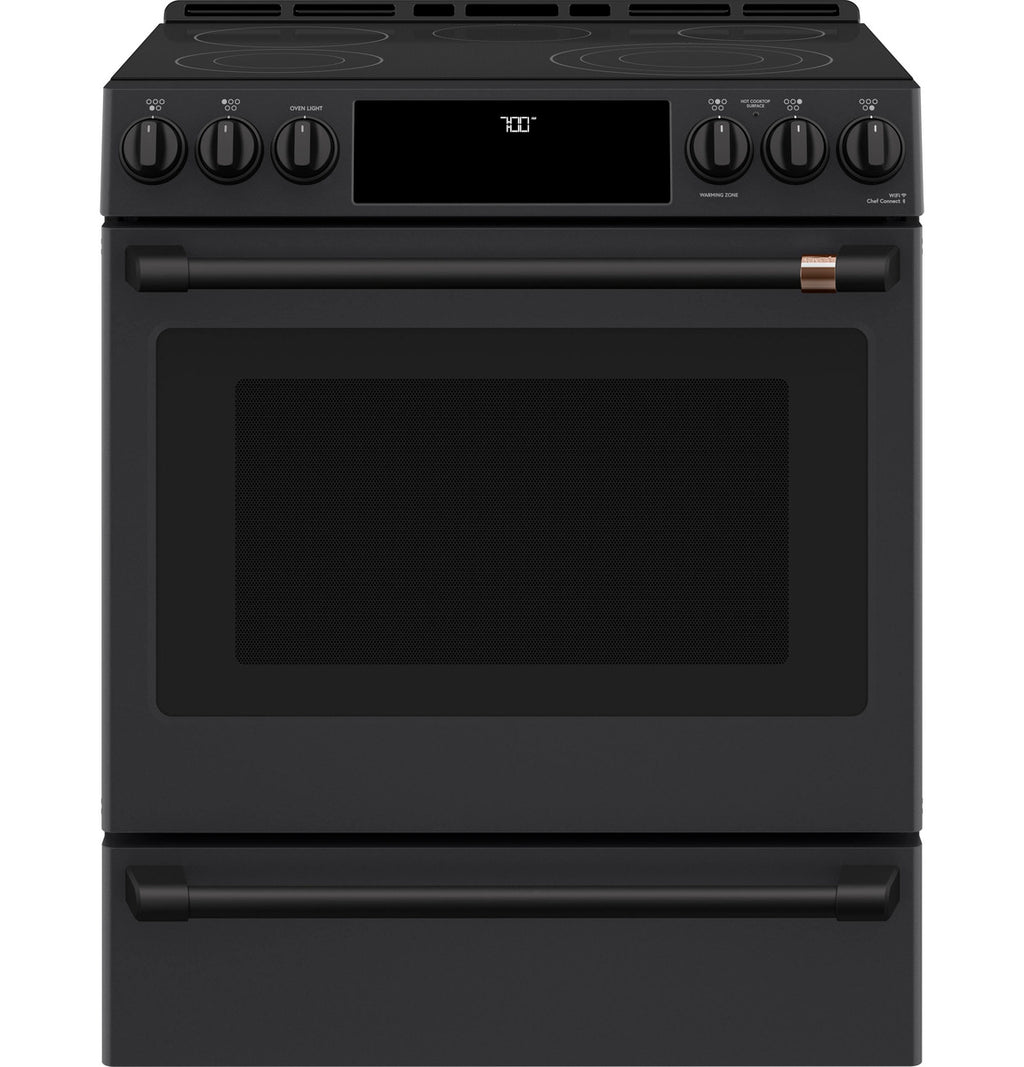 30" Slide-In Radiant Range with No-Preheat Air Fry in Matte Black with Flat Black hardware