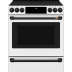 30" Slide-In Radiant Range with No-Preheat Air Fry in Matte White with Flat Black hardware