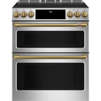 30" Induction Range with Double Oven and No-Preheat Air Fry in Stainless Steel with Brushed Brass hardware