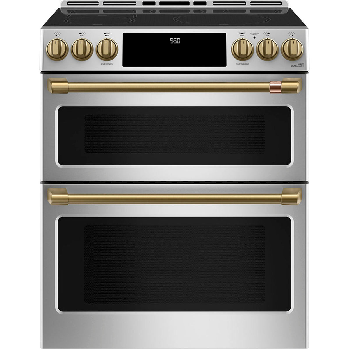 30" Induction Range with Double Oven and No-Preheat Air Fry in Stainless Steel with Brushed Brass hardware