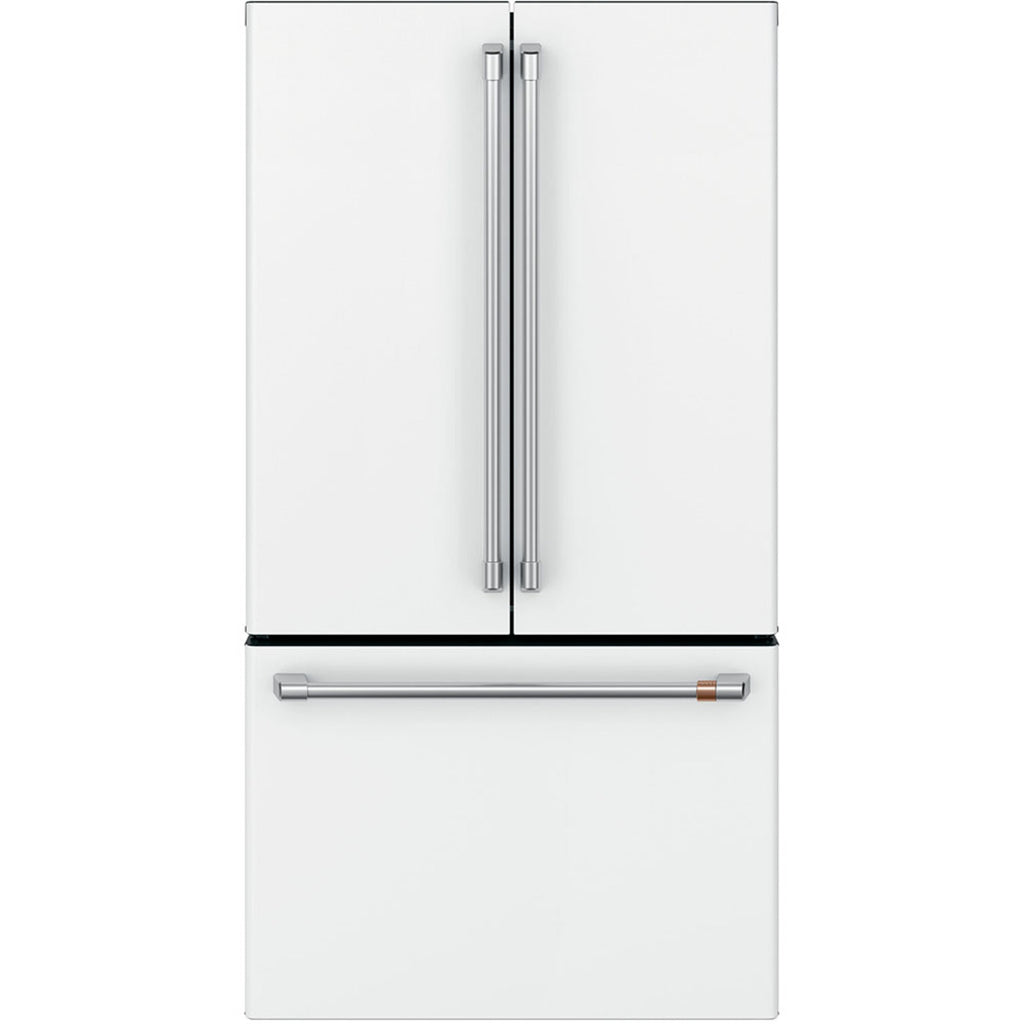 23.1 Cu. Ft. Counter-Depth French-Door Refrigerator in Matte White with Brushed Stainless hardware