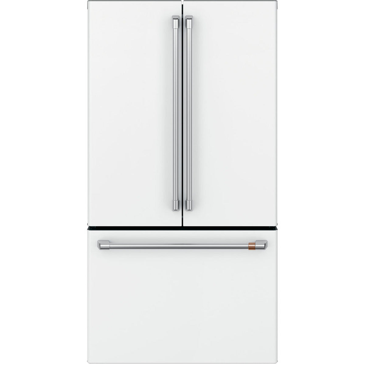 23.1 Cu. Ft. Counter-Depth French-Door Refrigerator in Matte White with Brushed Stainless hardware