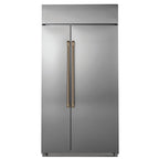 42" Built-In Side-by-Side Refrigerator in Stainless Steel with Brushed Bronze hardware