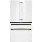 23.2 Cu. Ft. Counter-Depth 4-Door French-Door Refrigerator with Dual-Dispense AutoFill Pitcher in Matte White with Brushed Black hardware