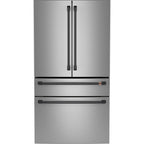23.2 Cu. Ft. Counter-Depth 4-Door French-Door Refrigerator with Dual-Dispense AutoFill Pitcher in Stainless Steel with Brushed Black hardware