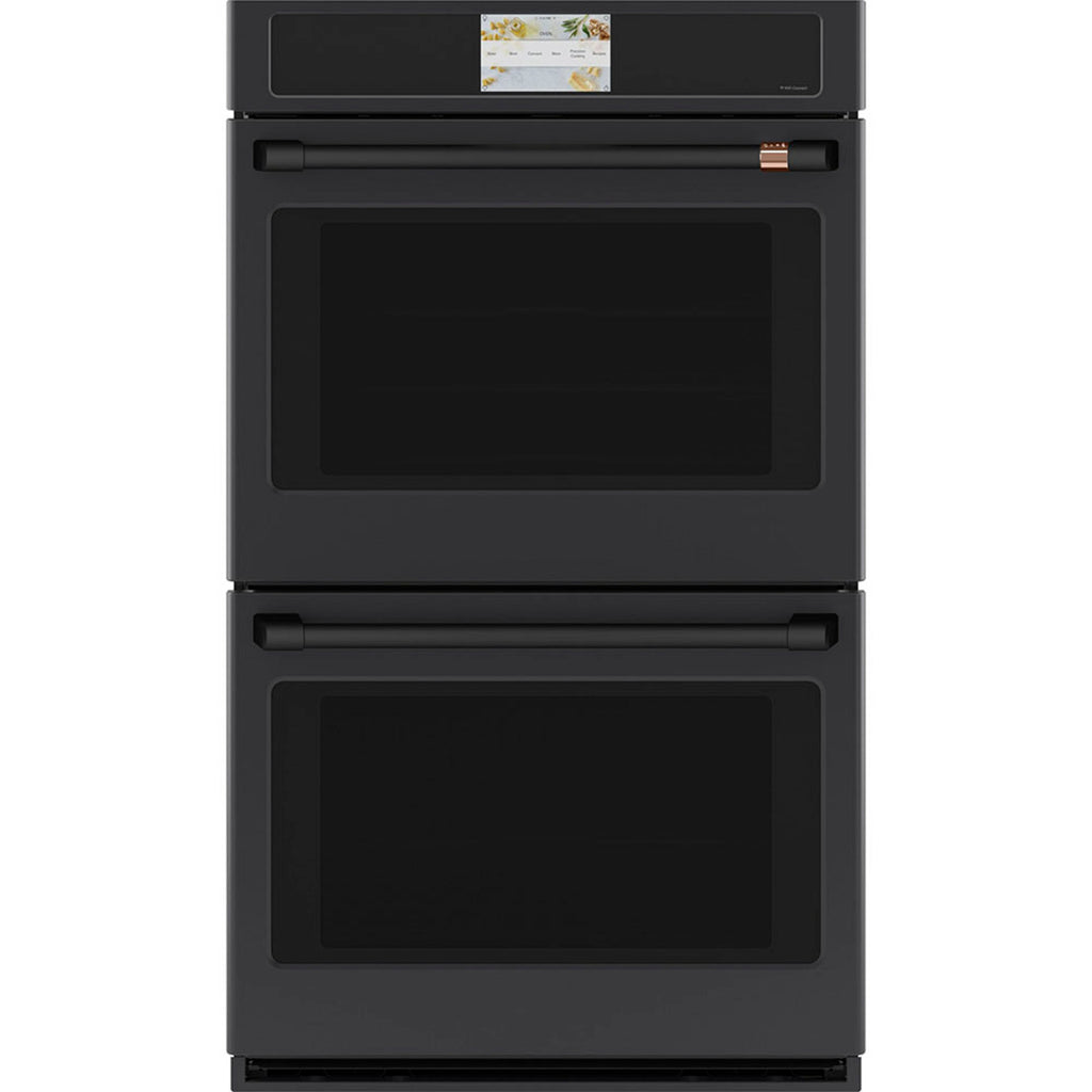30" Built-In Convection Double Wall Oven in Matte Black with Flat Black hardware