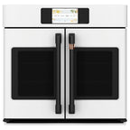 30" Built-In French-Door Single Convection Wall Oven in Matte White with Flat Black hardware
