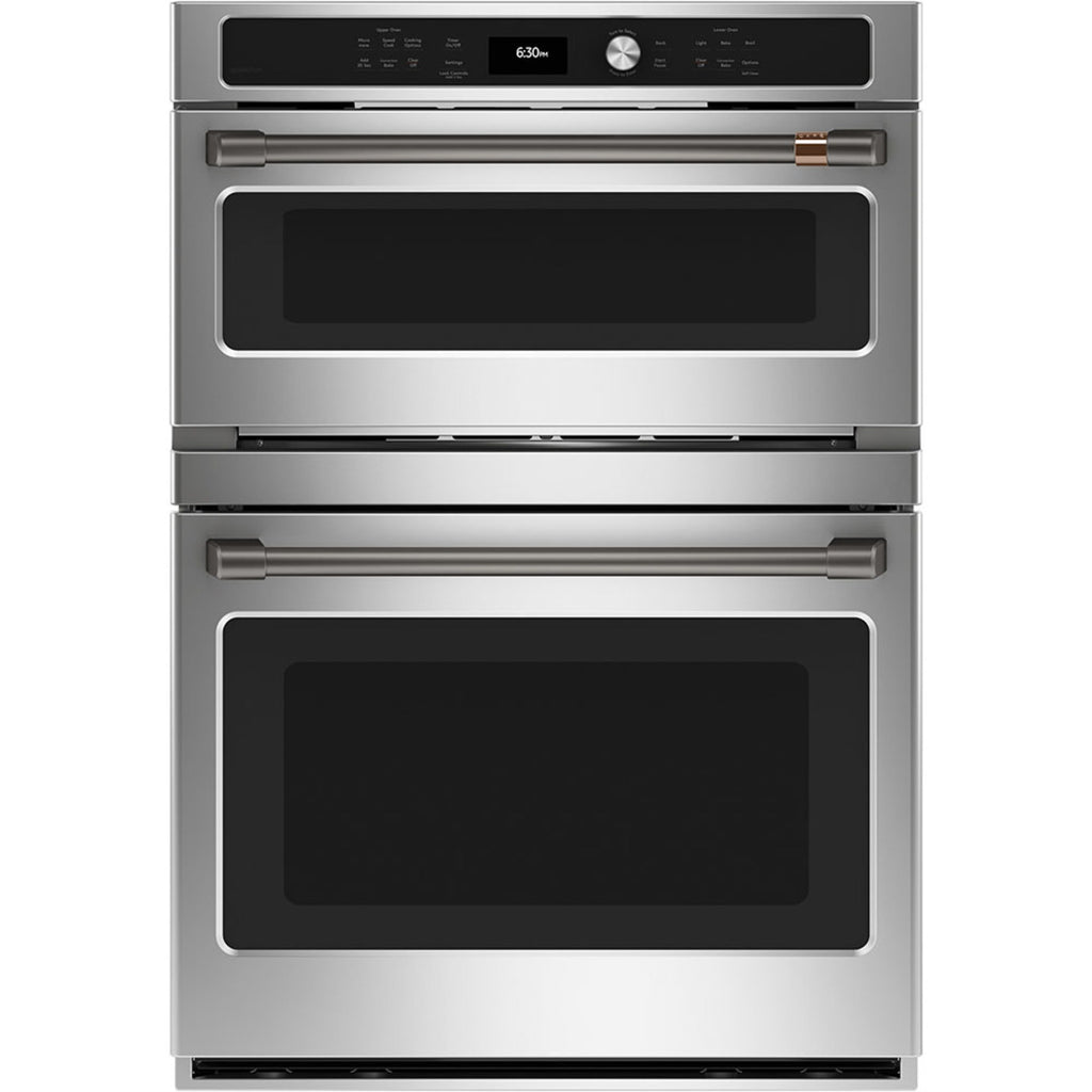 30" Combination Double Wall Oven with Convection and Advantium Technology in Stainless Steel with Brushed Black hardware