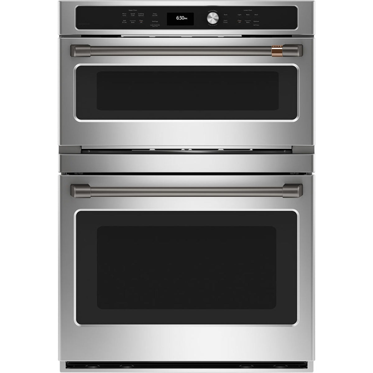 30" Combination Double Wall Oven with Convection and Advantium Technology in Stainless Steel with Brushed Black hardware