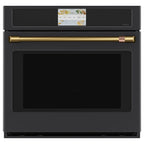 30" Built-In Convection Single Wall Oven with No-Preheat Air Fry in Matte Black with Brushed Brass hardware