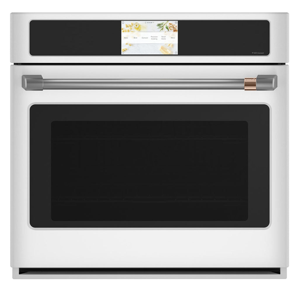 30" Built-In Convection Single Wall Oven with No-Preheat Air Fry in Matte White with Brushed Stainless hardware