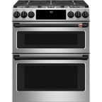 30" Dual-Fuel Range with Double Oven and No-Preheat Air Fry in Stainless Steel with Flat Black hardware