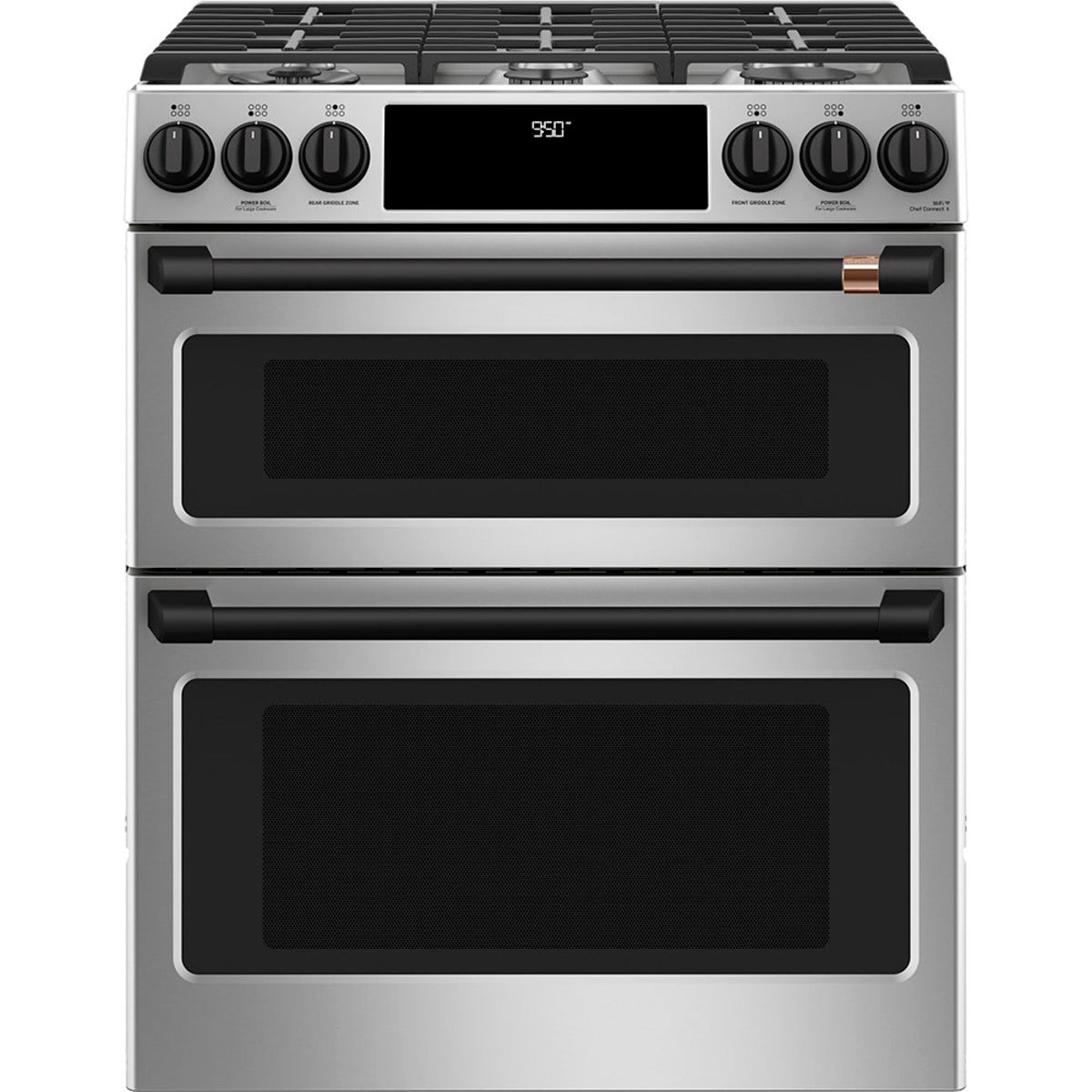 30" Dual-Fuel Range with Double Oven and No-Preheat Air Fry in Stainless Steel with Flat Black hardware