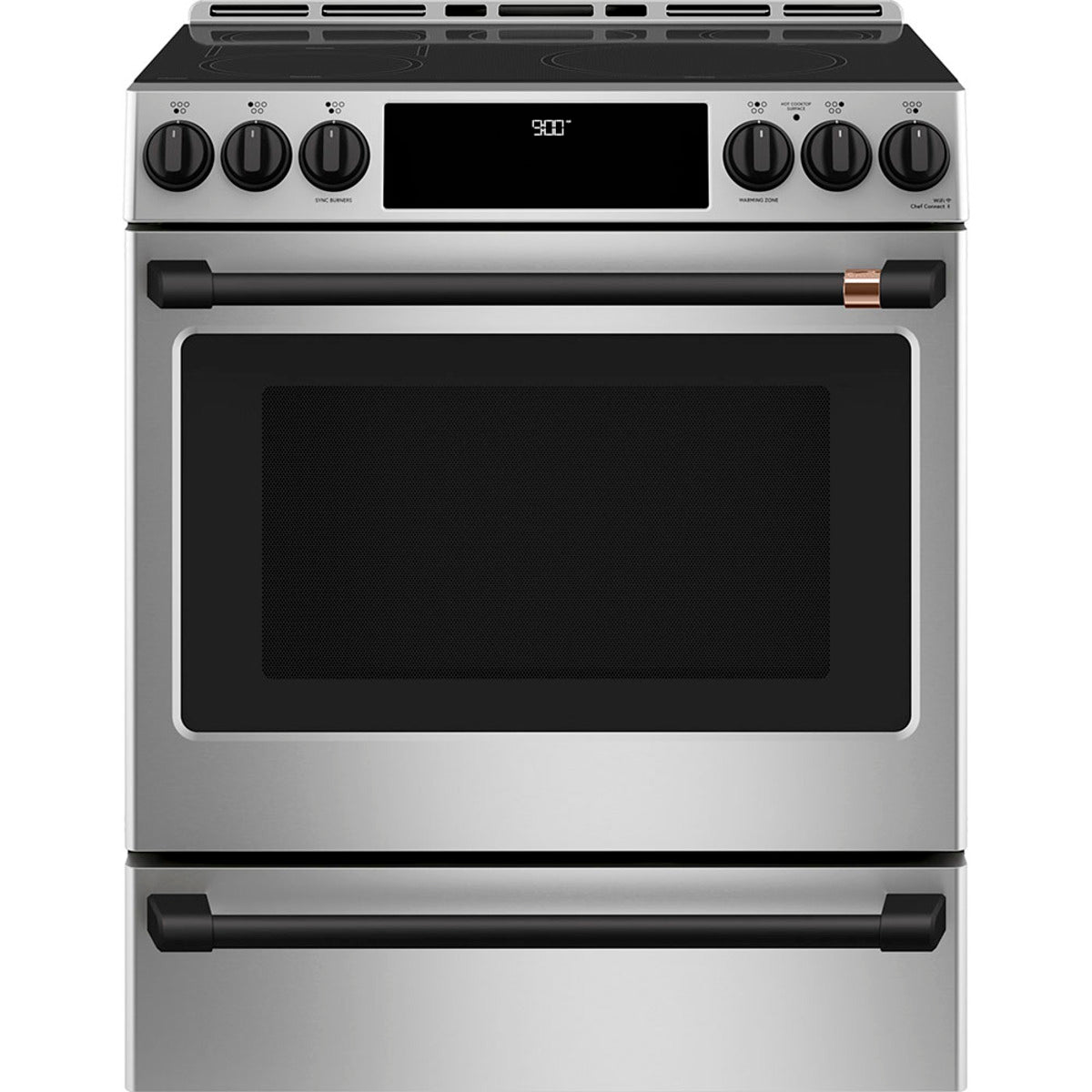 30" Induction Range with Warming Drawer and No-Preheat Air Fry in Stainless Steel with Flat Black hardware