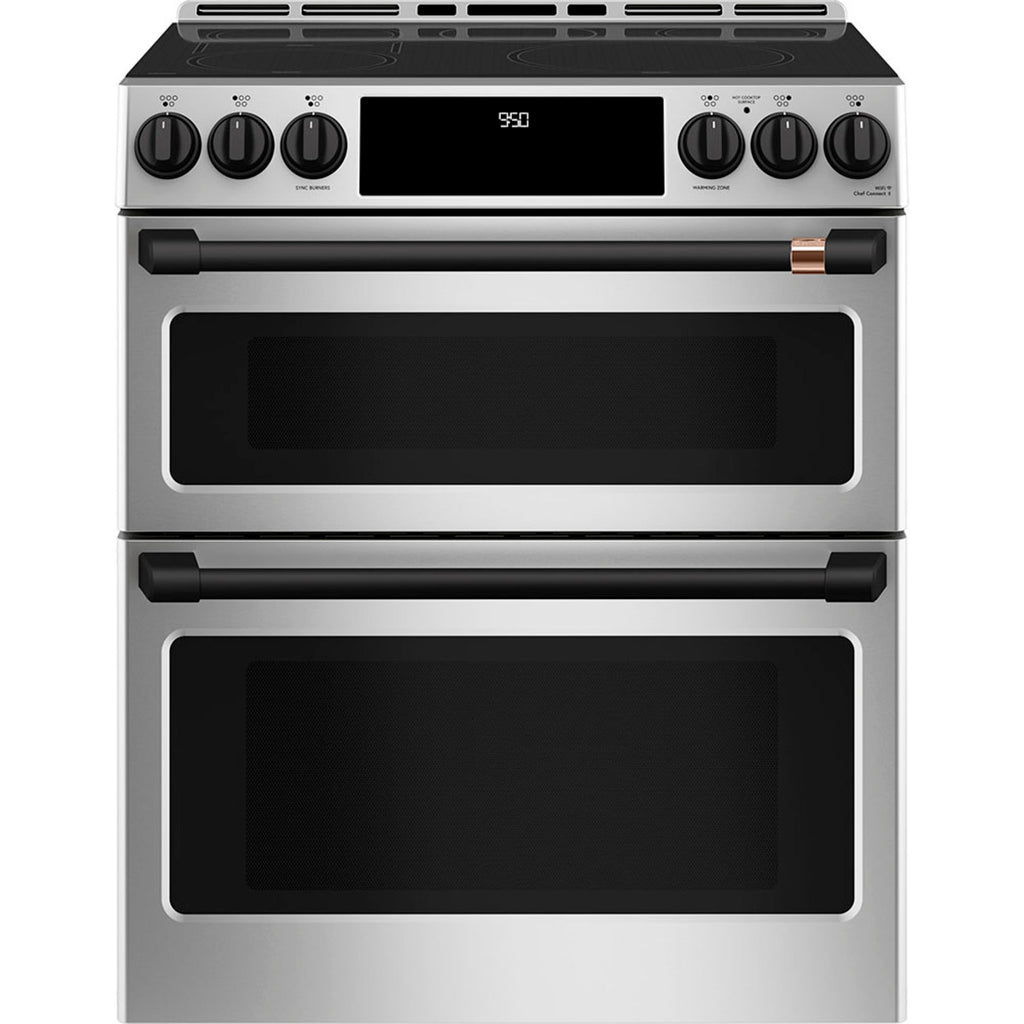 30" Induction Range with Double Oven and No-Preheat Air Fry in Stainless Steel with Flat Black hardware