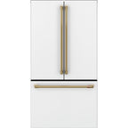 23.1 Cu. Ft. Counter-Depth French-Door Refrigerator in Matte White with Brushed Brass hardware