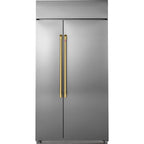 48" Built-In Side-by-Side Refrigerator in Stainless Steel with Brushed Brass hardware