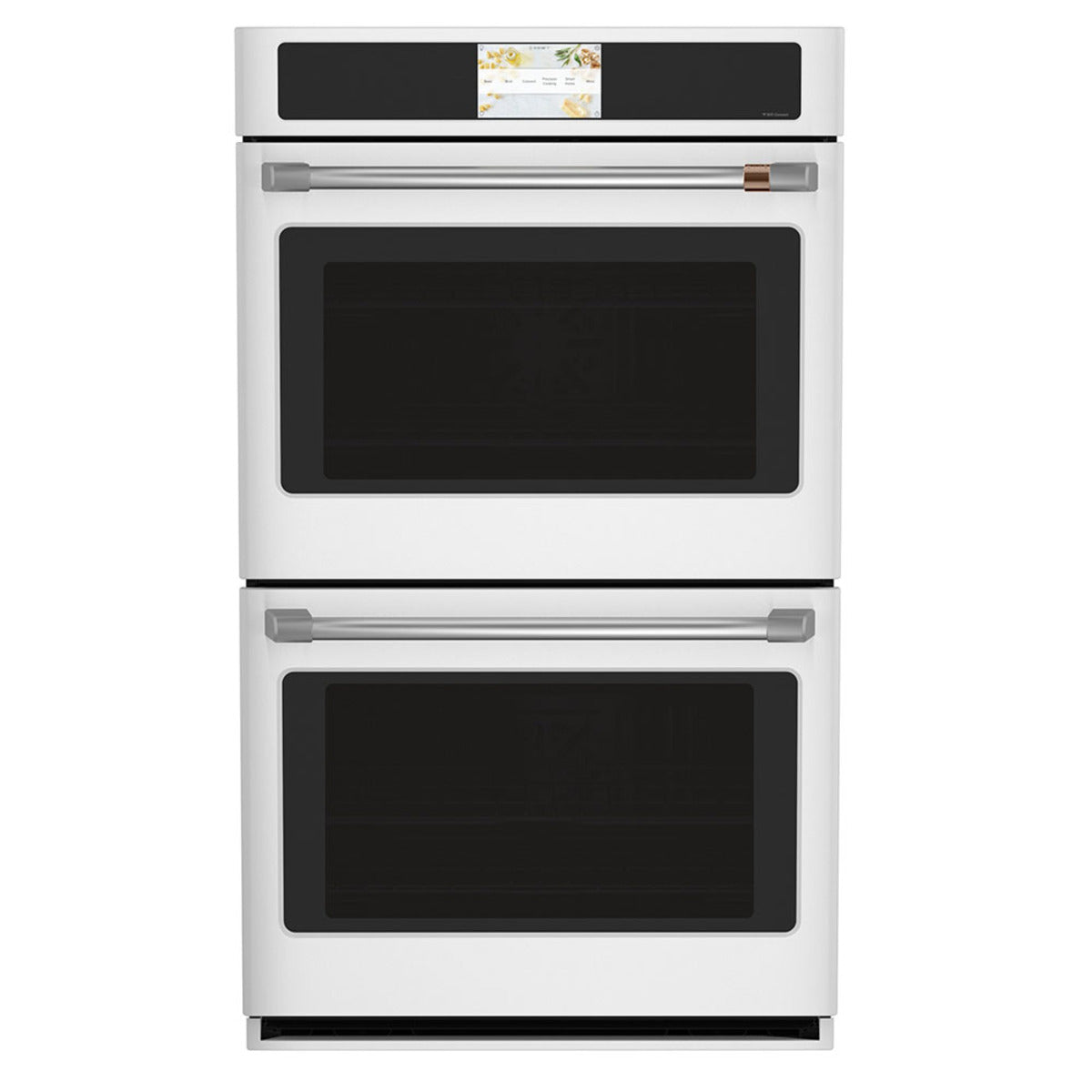 30" Built-In Convection Double Wall Oven in Matte White with Brushed Stainless hardware