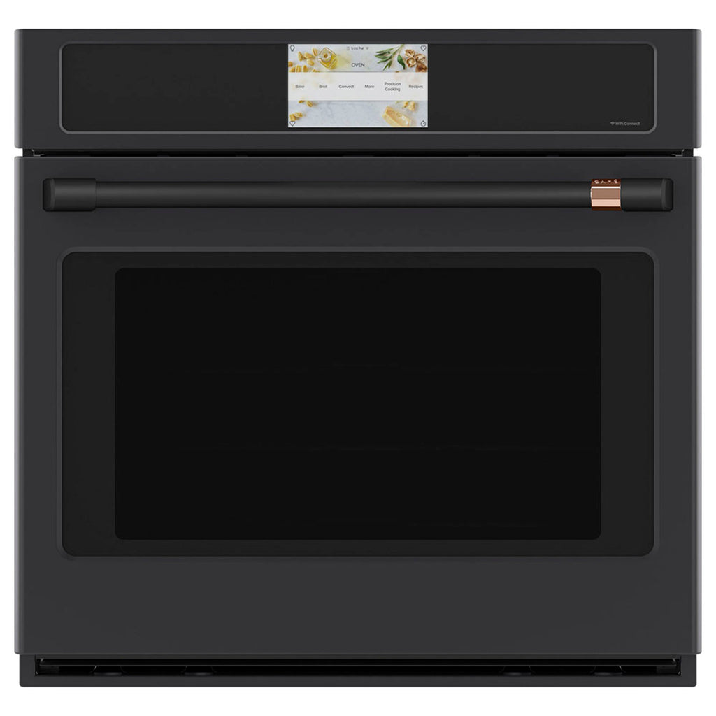 30" Built-In Convection Single Wall Oven with No-Preheat Air Fry in Matte Black with Flat Black hardware