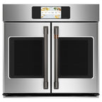 30" Built-In French-Door Single Convection Wall Oven in Stainless Steel with Brushed Black hardware