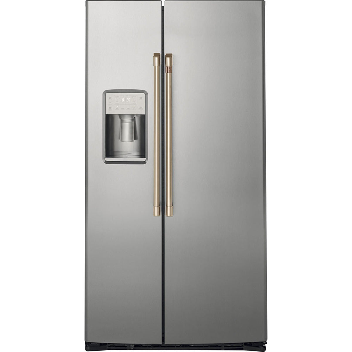 21.9 Cu. Ft. Counter-Depth Side-by-Side Refrigerator in Stainless Steel with Brushed Bronze hardware