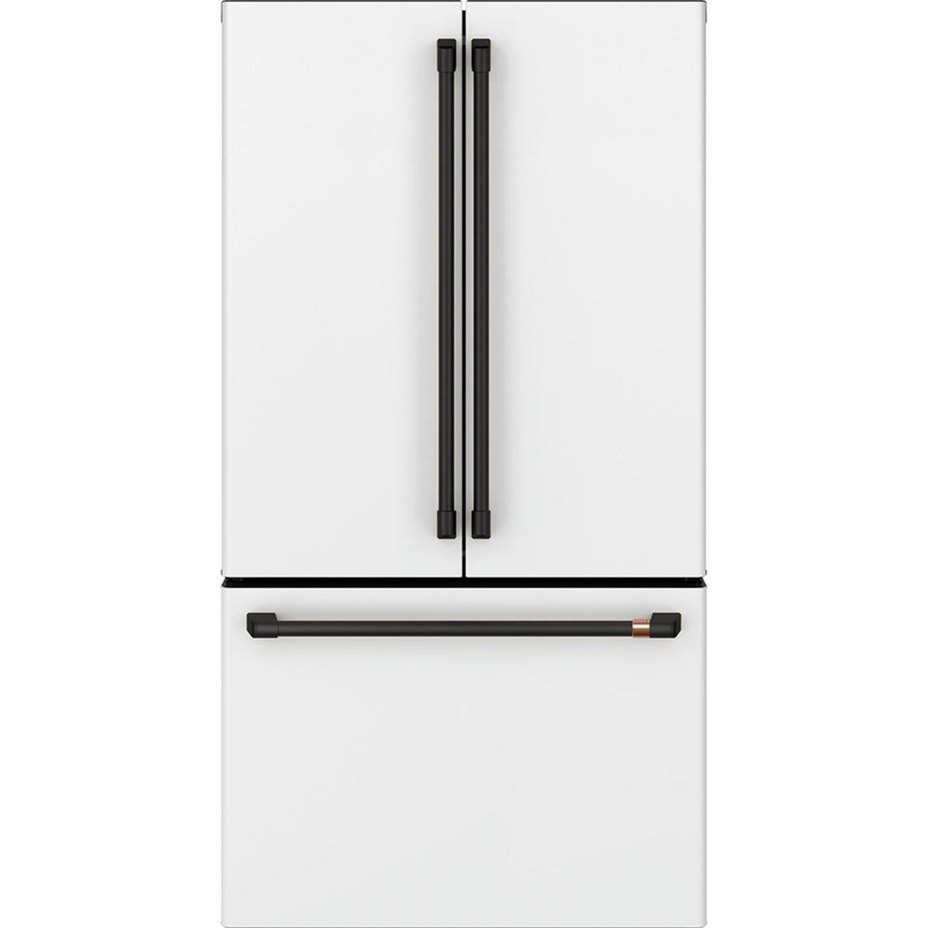23.1 Cu. Ft. Counter-Depth French-Door Refrigerator in Matte White with Flat Black hardware